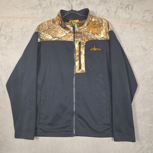 Habit fleece jacket Mens Large Camouflage Black Full Zip hunting outdoor